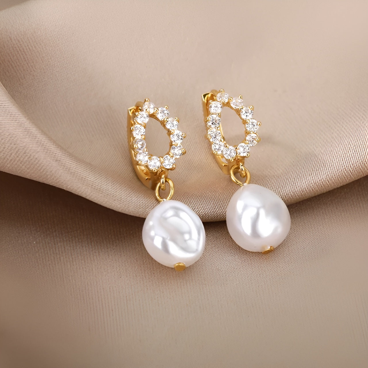 Retro Pearl Circle Earrings