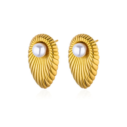 Retro Pearl Circle Earrings